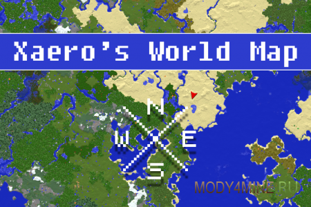 Xaero's World Map - мод на карту мира для Minecraft 1.20.2, 1.19.4, 1.18.2 и 1.17.1