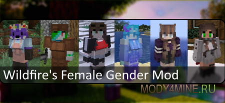Wildfire's Female Gender - мод на модель девушки в Minecraft 1.20.2, 1.19.4, 1.18.2, 1.17.1 и 1.16.5