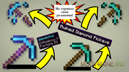 Ruined Equipment - мод на сломанные предметы в Minecraft 1.20.4, 1.19.4, 1.18.2, 1.17.1 и 1.16.5