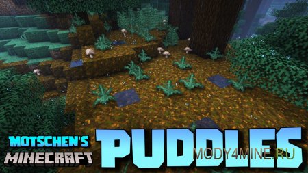 Puddles - мод на лужи в Minecraft 1.21.1, 1.20.1, 1.19.2, 1.18.2, 1.17.1, 1.16.5, 1.15.2 и 1.12.2