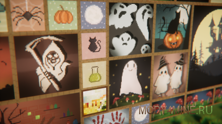 Leon’s Spooky Paintings - мод на хэллоуин картины для Minecraft 1.21.8, 1.20.4 и 1.19.4