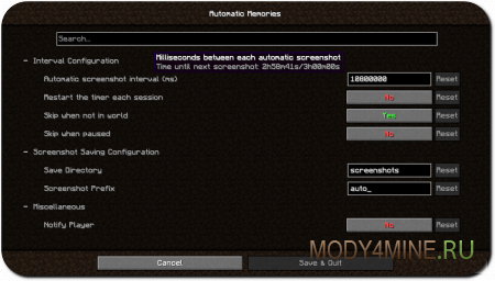 Automatic Memories - мод на автоматические скриншоты в Minecraft 1.21.9, 1.20.6 и 1.19.4