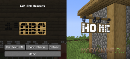 Big Sign Writer - мод на таблички с большим текстом в Minecraft 1.21.11 и 1.20.6