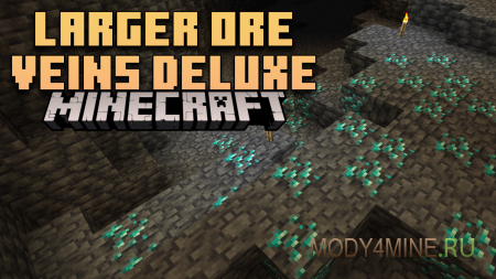 Larger Ore Veins Deluxe - мод на большие залежи руд в Minecraft 1.21.11, 1.20.6 и 1.19.4