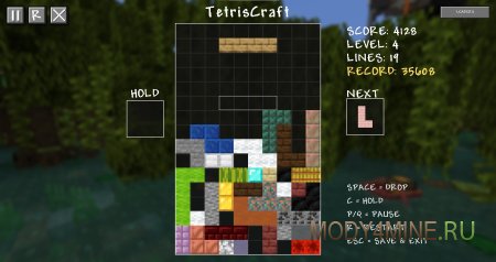 Tetris Craft - мод на тетрис в Minecraft 26.1.2 и 1.21.8